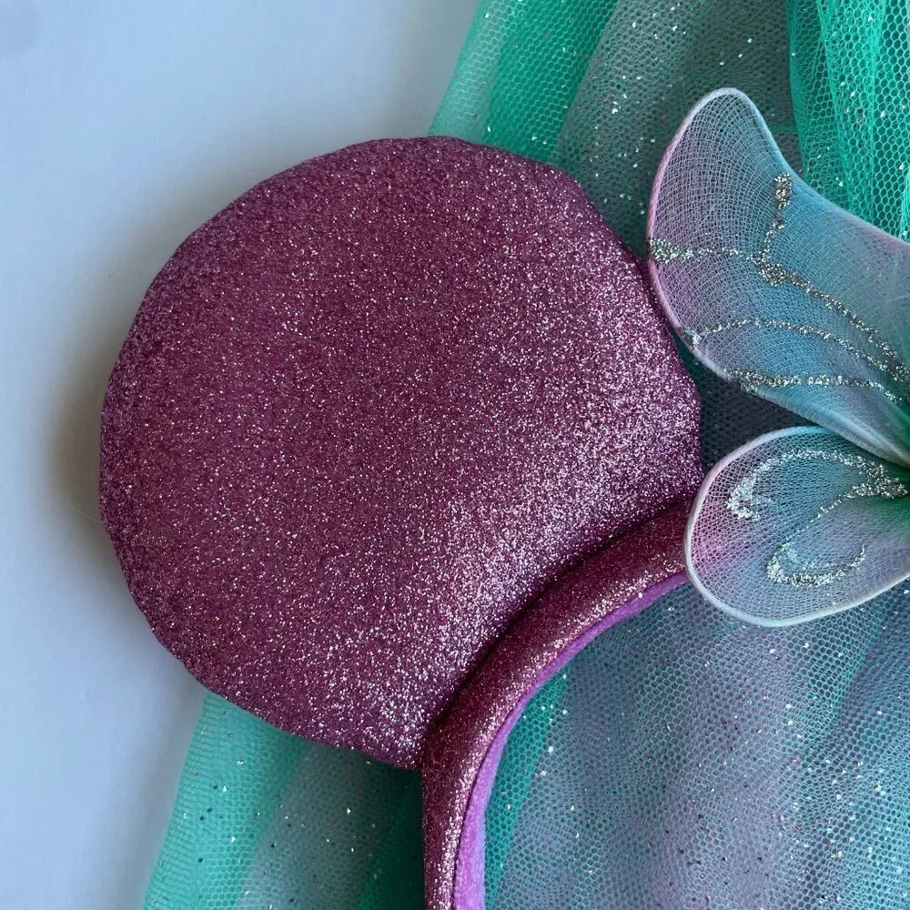 Disney Parks Princess Fairy Butterfly Glitter‎ Veil Minnie Mouse Ears Headband